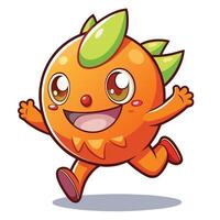 an orange character running with white background vector