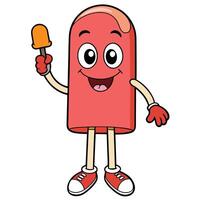 a cartoon ice cream character holding an ice cream vector