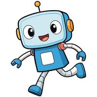 a cartoon robot running and smiling white background vector