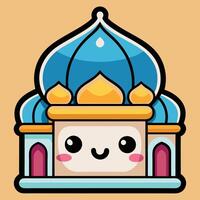 a cartoon building with a smiling face white background vector