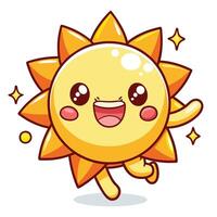 cute cartoon sun running and smiling vector