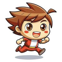 a cartoon boy running with a smile on vector
