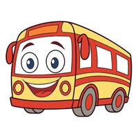 cartoon bus with smiling eyes and red nose vector