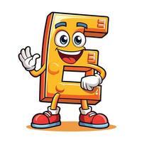 a cartoon letter e character waving and smiling white background vector