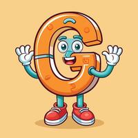 cartoon letter g character with hands up and arms outstretched vector