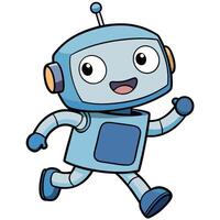 a cartoon robot running white background with a smile on his face white background vector