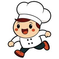 cartoon chef running with a smile on his face vector