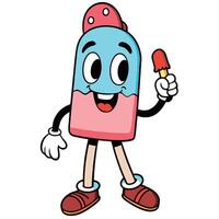 ice cream cartoon character holding an ice cream vector