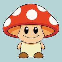 a cartoon mushroom with a red hat and white polka dots vector