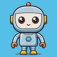 cartoon robot character with blue background vector