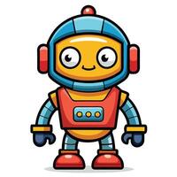 cartoon robot character illustration white background vector