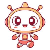 cute robot illustration on white background white background vector