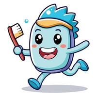 a cartoon toothbrush running with a toothbrush in its hand vector