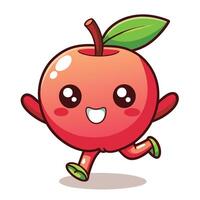a cartoon apple running with its eyes closed white background vector