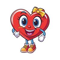 a cartoon heart character with a bow and smile vector