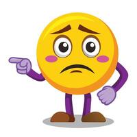 emoticon character with sad face pointing finger at something vector