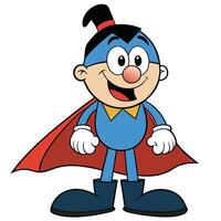 cartoon super hero with cape and red boots vector