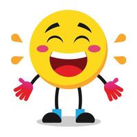 emoji character with hands and feet, smiling and waving vector