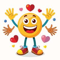 emoji character with many hearts and hands vector