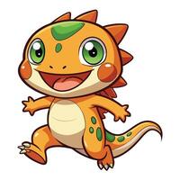 a cartoon character of a dinosaur with green eyes vector