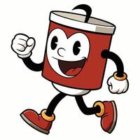 a cartoon character running with a red can vector