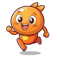 an orange character running with a smile on its face vector