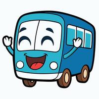 a cartoon bus with happy eyes and arms vector