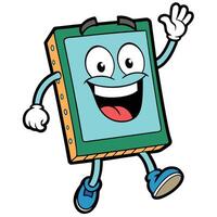 a cartoon book character running with a book in his hand vector