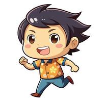 a cartoon boy running with a white background on his face white background vector