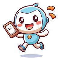 a cartoon character running with a phone vector