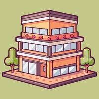 an illustration of a building with a tree in front vector