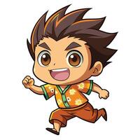 a cartoon boy running with his arms outstretched on a white background vector