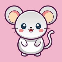 a cute white mouse with pink eyes and pink ears vector