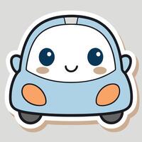a sticker of a cute car with a smile vector