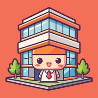 a cartoon character standing in front of a building vector