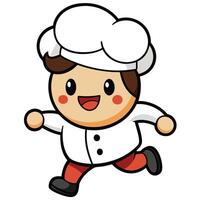 a cartoon chef running with his hands up on a white background vector