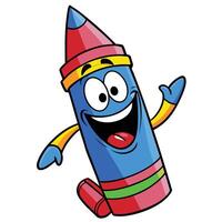 a cartoon crayon character waving and smiling vector