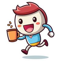 a cartoon man running with a cup of coffee vector