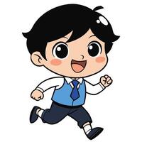a cartoon boy in a tie and vest running vector
