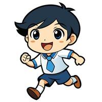 a cartoon boy running with a tie on white background white background vector