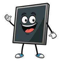 a cartoon lcd tv character waving and smiling vector
