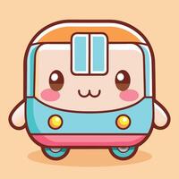 a cute little bus with a smile on its face white background vector
