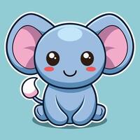 a cute cartoon elephant with big ears and pink eyes on white background vector