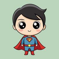 superman cartoon character with big eyes and a red cape vector