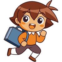 a cartoon boy with a briefcase running vector