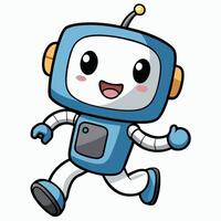 a cartoon robot running and smiling,km vector