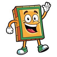 cartoon brick character waving and smiling vector
