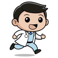 cartoon doctor running with a smile white background vector