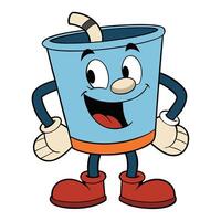a cartoon character holding a cup with a straw white background vector