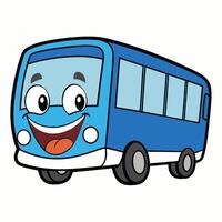 bus with a smile on its face white background white background vector